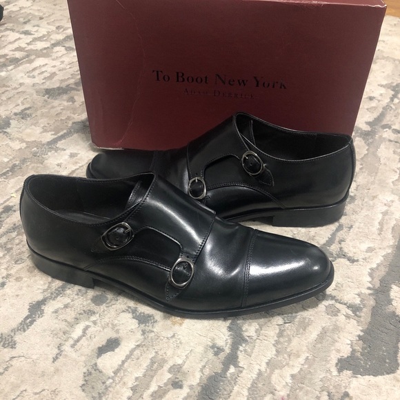 To Boot Shoes To Boot New York Ronald Mens Double Monk Strap Black Leather Shoes Size 1